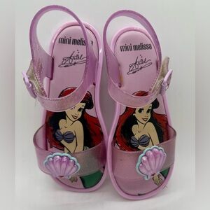 Mini Melissa Mar Sandals Pink Glitter Disney Little Mermaid Ariel - Size‎ 10